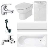 Aquarius Complete Bathroom Suite Aquarius Urbano Complete Vanity Bath Suite (with 1700mm Single Ended Bath and Back to Wall Toilet)