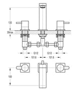 Flova 3 Tap Hole Basin Set Flova Essence 3 Hole Basin Mixer Tap with Clicker Waste in Diamond Chrome