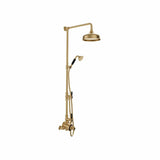 Vado Exposed Shower Set Brushed Brass/Black Booth & Co. Axbridge Exposed 2 Outlet Shower Set with Fixed Shower Head and Handset