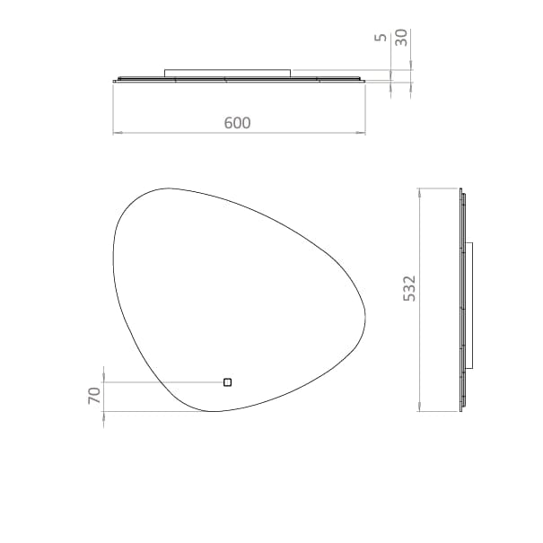 Crosswater Illuminated Mirror Crosswater Artist Forme LED Back Lit Illuminated Mirror 640 x 488mm