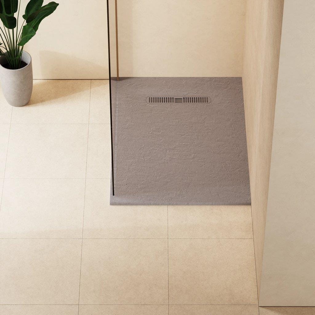 Crosswater Rectangle Shower Tray Light Grey / 800 x 1100 Crosswater Vito Textured Rectangle Shower Tray with Waste