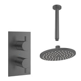 Crosswater Concealed Shower Set Slate / Ceiling Arm / 200mm Crosswater Design 2 Handle 1 Outlet Shower Set