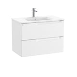 Roca Wall Mounted Vanity Unit Matt White / Central Roca Aleyda 800mm Wall Mounted Two Drawer Vanity Unit with Basin