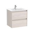 Roca Wall Mounted Vanity Unit Nordic Ash Roca Tenet 600mm Wall Mounted Two Drawer Vanity Unit with Basin