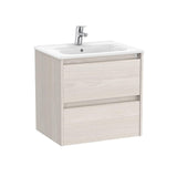 Roca Wall Mounted Vanity Unit Nordic Ash Roca Tenet 600mm Wall Mounted Two Drawer Vanity Unit with Basin