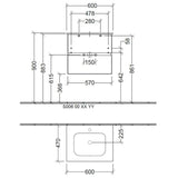 Villeroy & Boch Wall Mounted Vanity Unit Villeroy & Boch Arto Wall Mounted 600mm Two Drawer Vanity Unit with Basin
