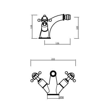 Crosswater Bidet Tap Crosswater Belgravia Crosshead Monobloc Bidet Mixer Tap with Waste in Chrome