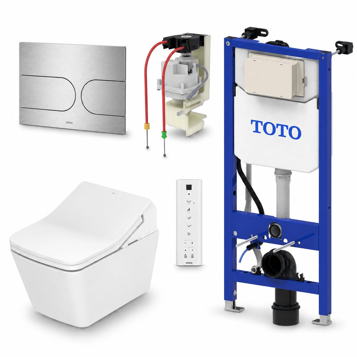 TOTO Smart Toilet Stainless Steel TOTO SX Wall Hung Rimless Washlet® Smart Toilet Complete Auto Flush Pack