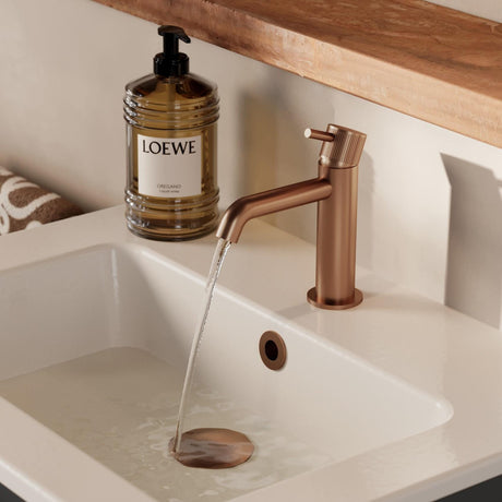 Saneux Mono Basin Tap Brushed Bronze / Fluted Saneux Cos Deck Mounted Basin Mixer Tap