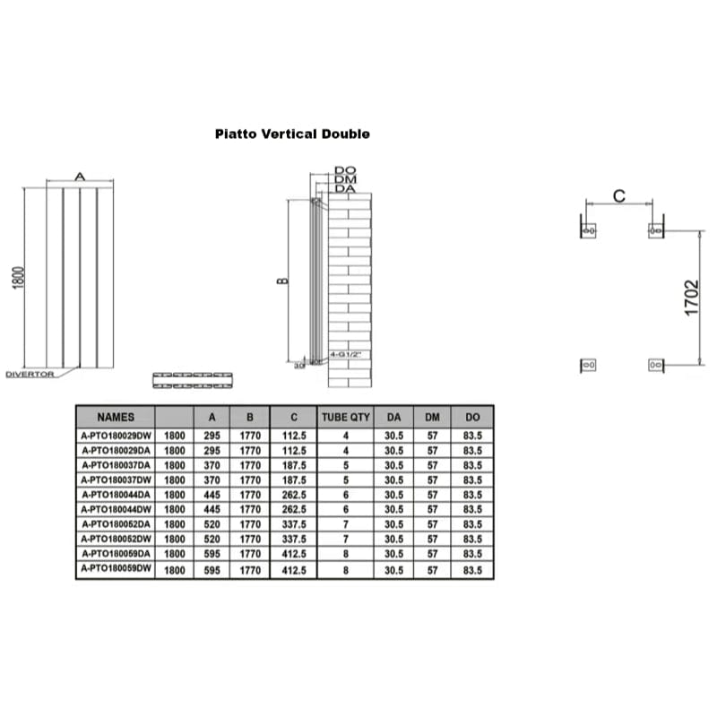 Reina Panel Radiator Reina Piatto Double Vertical Panel Central Heating Radiator