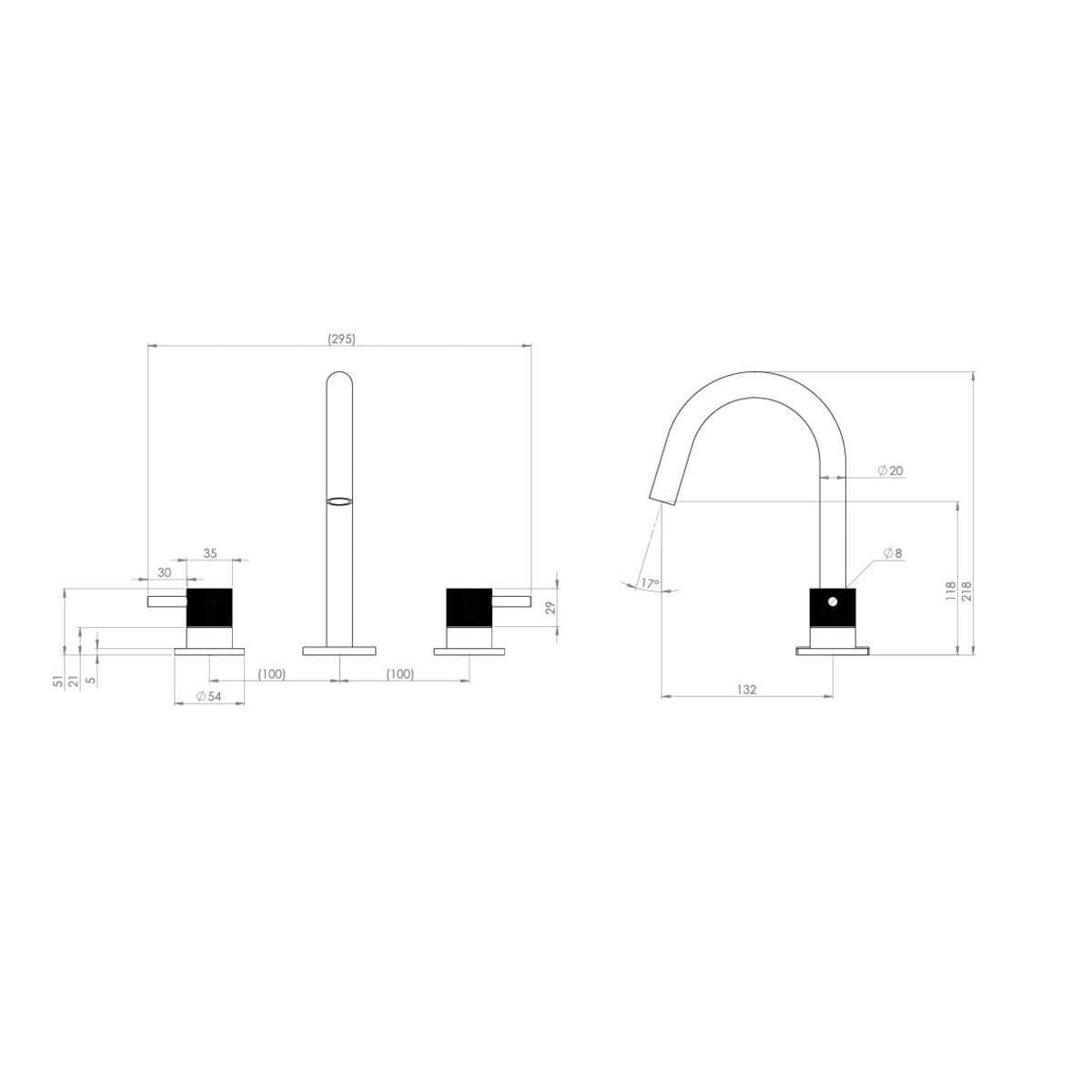 Saneux Cos 3 Hole Deck Mounted Basin Mixer Tap