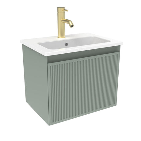Saneux Wall Mounted Vanity Unit Matte Sage / 1 Tap Hole Basin Saneux Monument 500mm Wall Mounted One Drawer Vanity Unit with Basin or Worktop