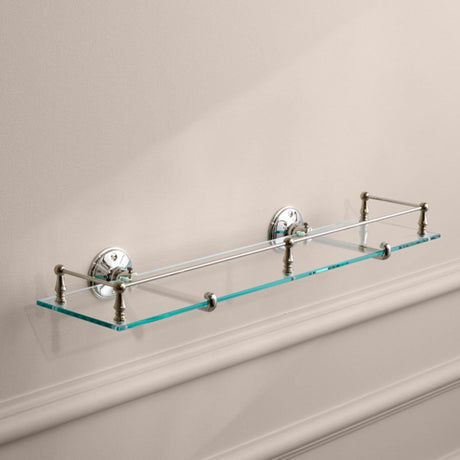 Miller Shelf Polished Nickel Miller Stockholm Glass Shelf with Rail