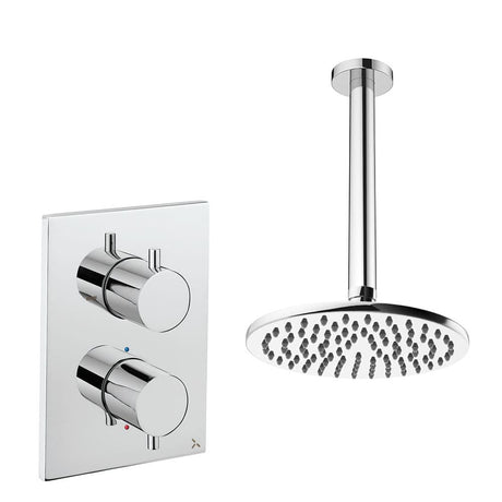 UK Bathroom Store Concealed Shower Set Chrome / Ceiling Arm / 200mm Crosswater Crossbox Shower Set 1 - 1 Outlet with Fixed Overhead Shower