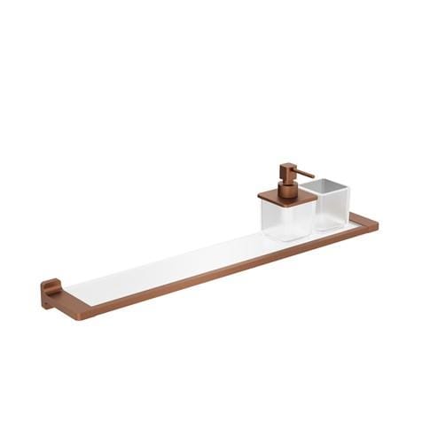 Crosswater Shelf Brushed Bronze Crosswater Rotar Shelf, Soap Dispenser and Tumbler Holder