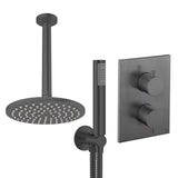 UK Bathroom Store Concealed Shower Set Slate / Ceiling Arm / 200mm Crosswater Crossbox Shower Set 3 - 2 Outlet with Pencil Handset and Fixed Overhead Shower