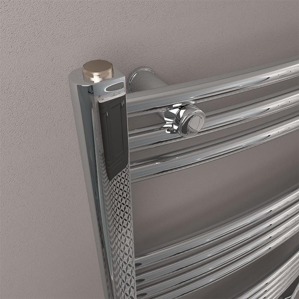 Eastbrook Ladder Rail Eastbrook Wendover Curved Vertical Heated Towel Rail - 1000mm x 600mm in Chrome