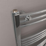 Eastbrook Ladder Rail Eastbrook Wendover Curved Vertical Heated Towel Rail - 1000mm x 600mm in Chrome