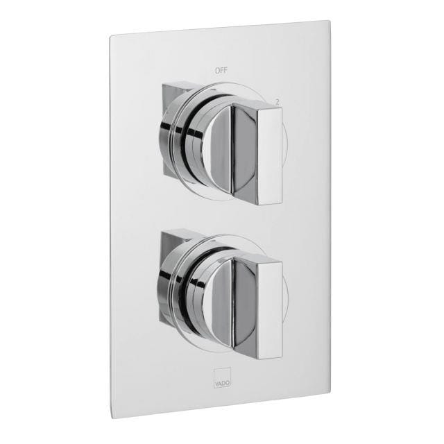 VADO Concealed Shower Valve Vado DX Notion 1 Outlet 2 Handle Vertical Thermostatic Shower Valve in High Shine Polished Chrome