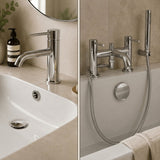 Aquarius Bathrooms Bath Shower Mixer Aquarius RF-Series Complete Bath and Basin Brassware Pack with Basin Tap, Bath and Shower Mixer and Wastes