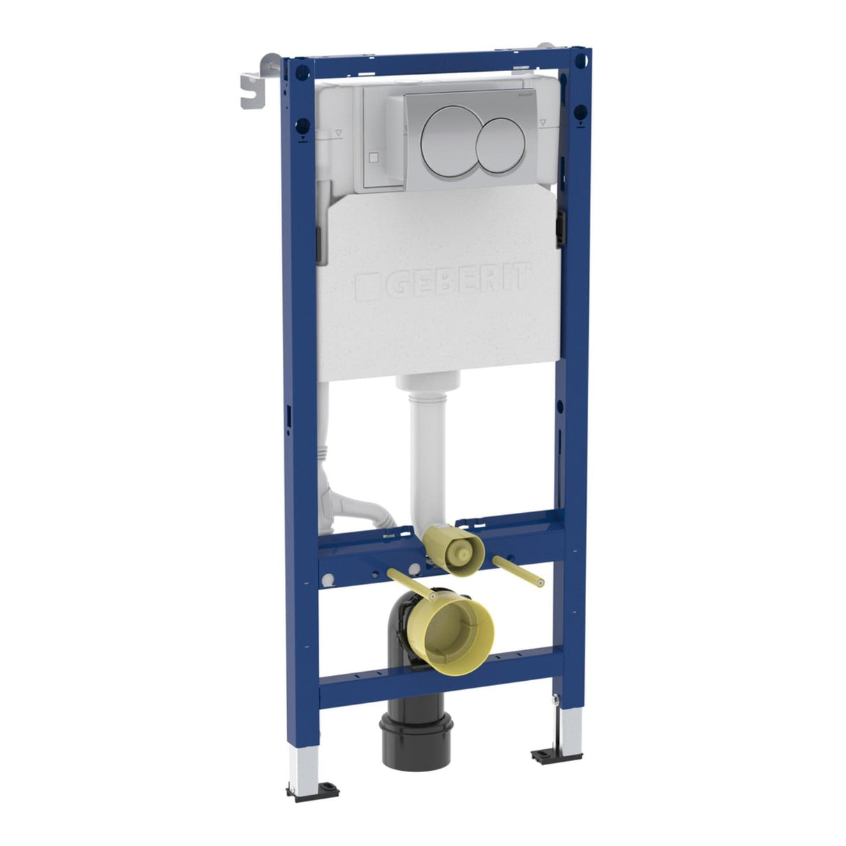 Geberit Concealed Cistern Round Plate in Chrome Geberit Duofix Alpha Wall Hung Cistern and Frame 1120mm