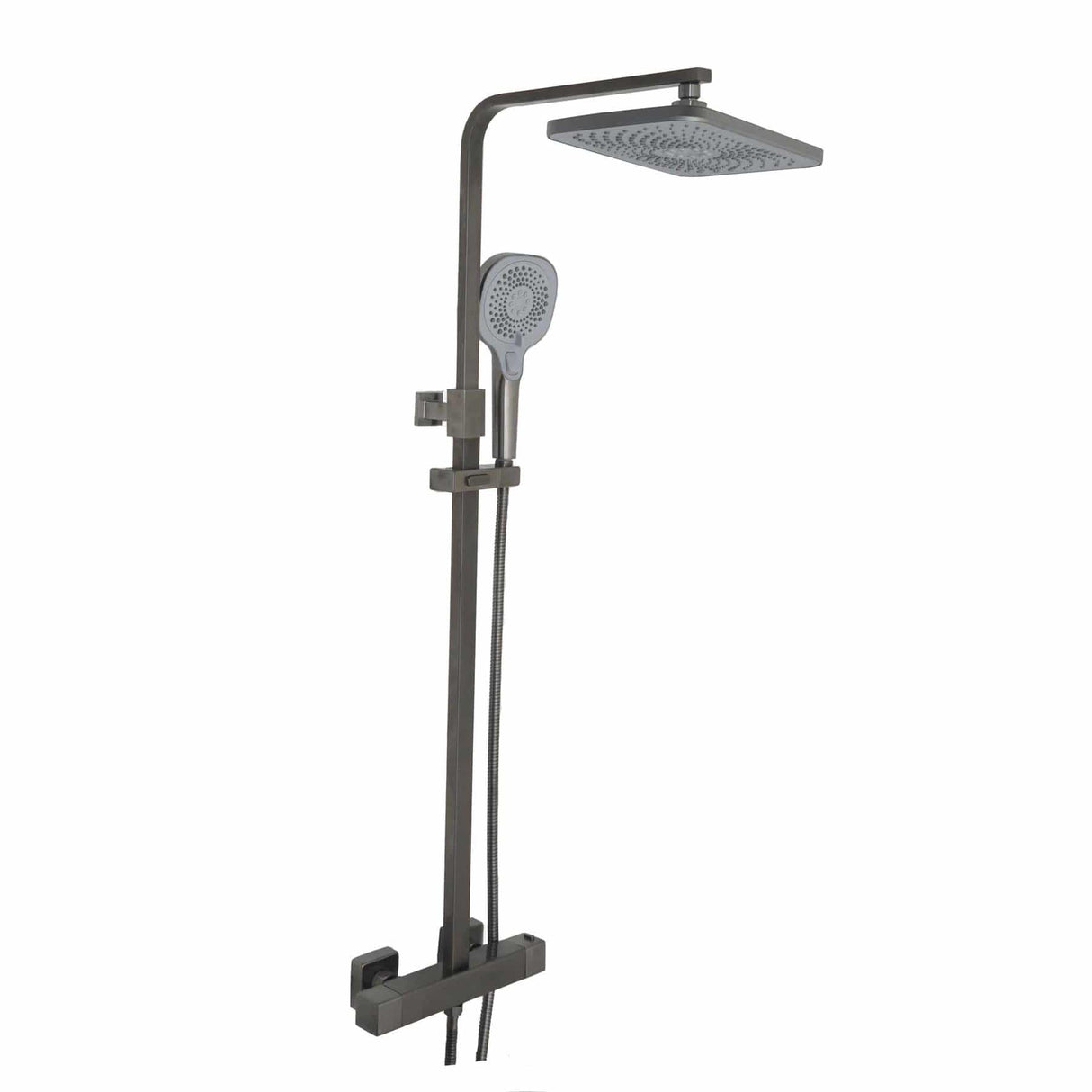 JTP Exposed Shower Set Brushed Black JTP HIX Thermostatic Shower Bar Valve with Adjustable Riser, Shower Head and Handset