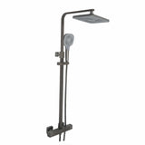 JTP Exposed Shower Set Brushed Black JTP HIX Thermostatic Shower Bar Valve with Adjustable Riser, Shower Head and Handset