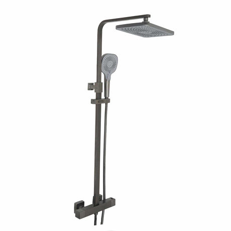 JTP Exposed Shower Set Brushed Black JTP HIX Thermostatic Shower Bar Valve with Adjustable Riser, Shower Head and Handset