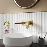 Aquarius Bathrooms Wall Mounted Basin Tap Brushed Brass Aquarius Deco 2 Hole Wall Mounted Mono Basin Mixer Tap