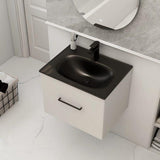Imex Wall Mounted Vanity Unit Matt White / Black Imex Croma Wall Mounted Single Drawer 600mm Vanity Unit with 1 Tap Hole Basin