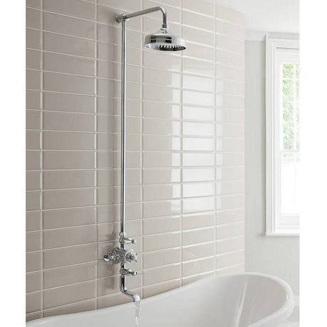 Crosswater Exposed Shower Set Crosswater Belgravia Traditional Thermostatic Shower Valve with Fixed Shower Head and Bath Spout in Chrome