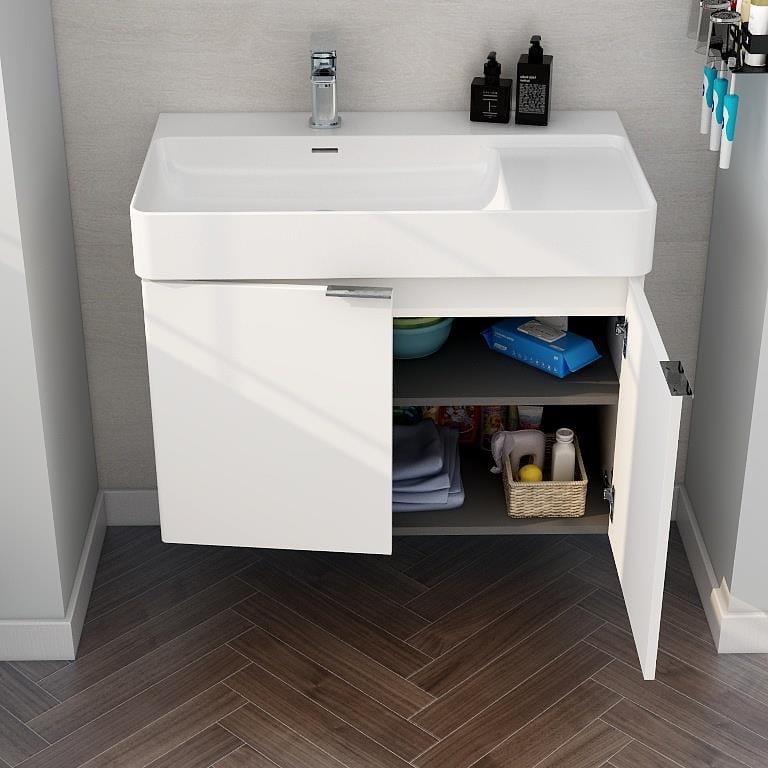 Imex Wall Mounted Vanity Unit Imex Blade Wall Mounted 800mm Double Door Vanity Unit with Basin