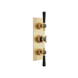 Vado Concealed Shower Valve Brushed Brass/Black Booths & Co. Axbridge 2 Outlet, 3 Handle Concealed Thermostatic Shower Valve