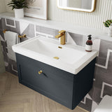 Aquarius Bathrooms Wall Mounted Vanity Unit Soft Black / 1 Aquarius Leighton 800mm Wall Mounted  One Drawer Vanity Unit with Basin