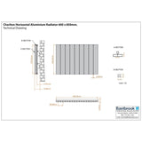 Eastbrook Panel Radiator Eastbrook Charlton Horizontal Designer Radiator - 600 x 850mm - Matt White