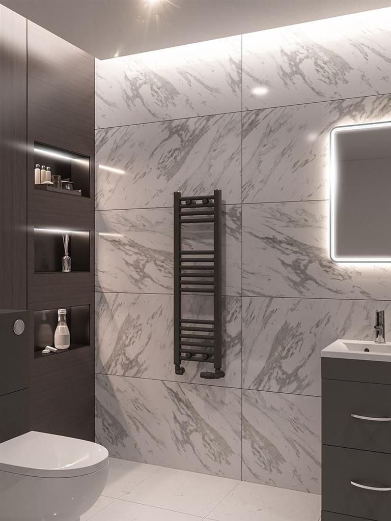 Eastbrook Ladder Rail Eastbrook Wingrave Vertical Straight Heated Towel Rail - 1000 x 300mm in Matt Anthracite