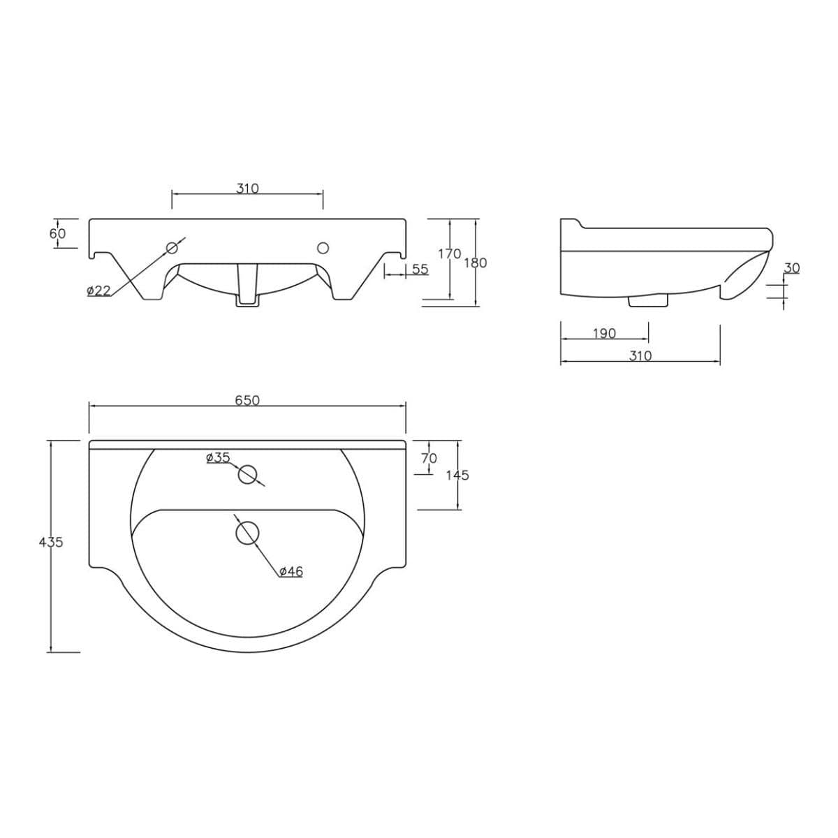 Aquarius Bathrooms Bathroom Suite Aquarius View 650mm Vanity Unit with Basin and Close Coupled Toilet Set in White