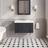 Aquarius Bathrooms Wall Mounted Vanity Unit Soft Black / 3 Aquarius Leighton 800mm Wall Mounted  One Drawer Vanity Unit with Basin