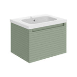 Aquarius Bathrooms Wall Mounted Vanity Unit Matt Willow Green / 1 Tap Hole Ceramic Basin Aquarius Contour 615mm Wall Mounted One Drawer Vanity Unit with Basin