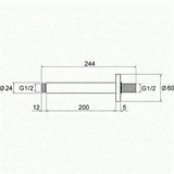 Imex Fixed Shower Arm Imex 200mm Round Ceiling Mounted Shower Arm