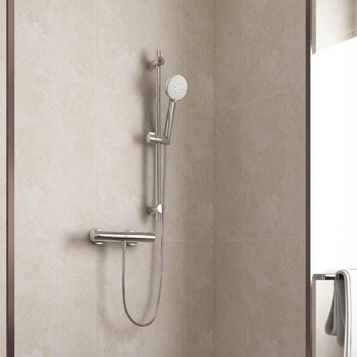 Roca Exposed Shower Set Chrome Roca Splash-T Thermostatic Bar Shower Valve with Shower Handset and Rail Set