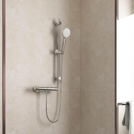 Roca Exposed Shower Set Chrome Roca Splash-T Thermostatic Bar Shower Valve with Shower Handset and Rail Set