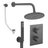 UK Bathroom Store Concealed Shower Set Slate / Wall Arm / 200mm Crosswater Crossbox Shower Set 9 - 3 Outlet with Fixed Overhead Shower,Pencil Handset and Overflow Bath Filler Waste