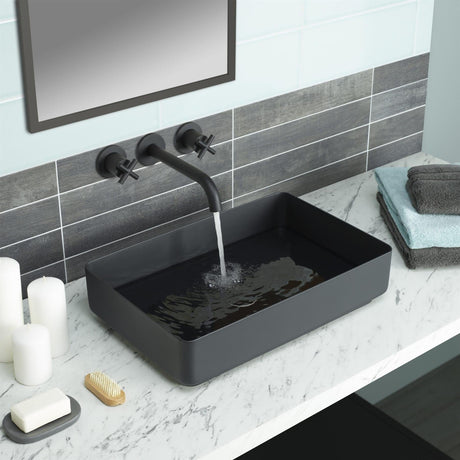 JTP Countertop Basin Matt Black JTP VOS Grade 316 Stainless Steel Rectangle Countertop Basin