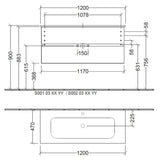 Villeroy & Boch Wall Mounted Vanity Unit Villeroy & Boch Arto Wall Mounted 1200mm Two Drawer Vanity Unit with Basin