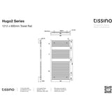 Tissino Ladder Rails Tissino Hugo2 Towel Radiator - 1212 x 600mm - Chrome - Central Heating