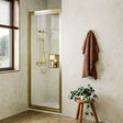 Crosswater In-Fold Shower Door Crosswater Clear 6 760mm Infold Shower Door in Brushed Brass