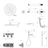 UK Bathroom Store Concealed Shower Set Crosswater Module Shower Set 9 - 3 Outlet with Pencil Handset, Overhead Shower and Overflow Filler