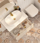 Imex Wall Mounted Vanity Unit Imex Essence Wall Mounted 800mm Single Drawer Vanity Unit with Worktop and  1 Tap Hole Basin