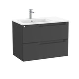 Roca Wall Mounted Vanity Unit Matt Black / Left Hand Roca Aleyda 800mm Wall Mounted Two Drawer Vanity Unit with Basin